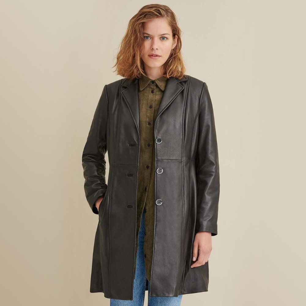 Wilsons Nora Button Down Leather Jacket